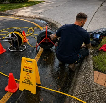 Repairing a burst drain pipe at a Holsworthy home